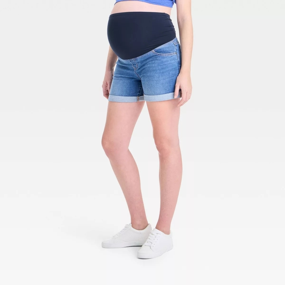 Isabel Maternity by Ingrid & Isabel Blue Jean Shorts‎ Over Belly High-Rise